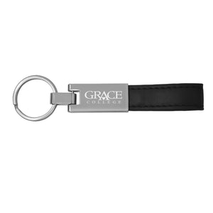 Leather Strap Keychain, Black (F22)