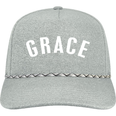 Grace Embroidered Caddy Rope Hat, Heather Gray