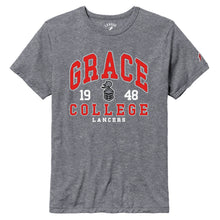 Load image into Gallery viewer, Grace College Lancers 1948 Sir Red Tee, Heather Gray