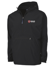 Load image into Gallery viewer, Grace College Pullover 1/2 Zip Windbreaker, Black
