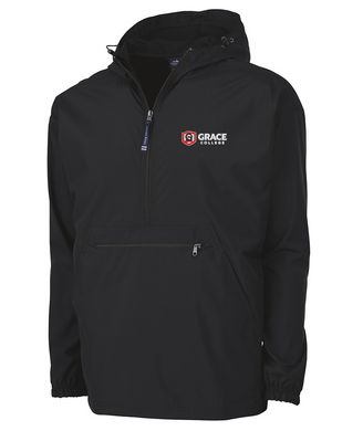 Grace College Pullover 1/2 Zip Windbreaker, Black