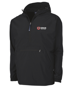 Grace College Pullover 1/2 Zip Windbreaker, Black