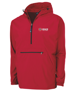 Grace College Pullover 1/2 Zip Windbreaker, Red