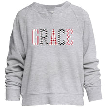 Load image into Gallery viewer, Grace Multi Pattern Crew, Heather Gray