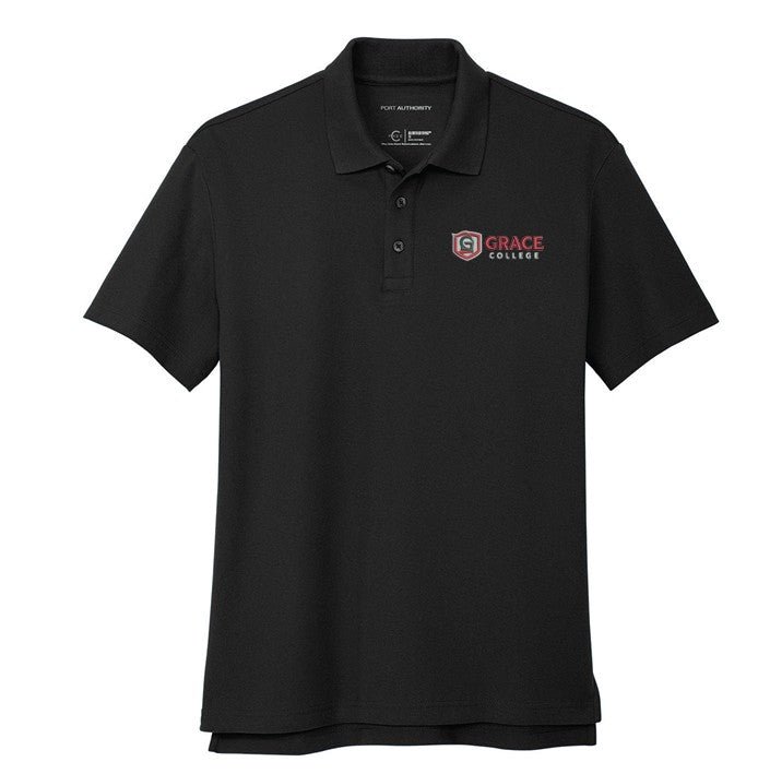Embroidered Grace College Polo, Black
