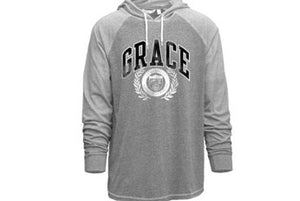 Grace College Vintage Style Emblem Long Sleeve with Hood, Oxford