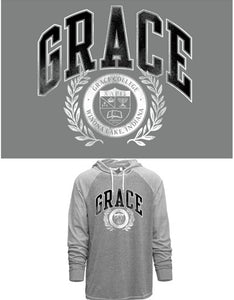 Grace College Vintage Style Emblem Long Sleeve with Hood, Oxford