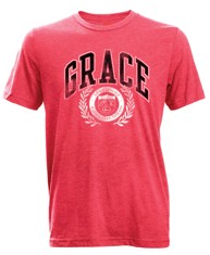 Grace College Vintage Style Emblem Tee, Red