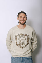 Load image into Gallery viewer, Camouflage Grace Shield Crewneck Sweatshirt, Tan