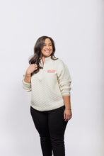 Load image into Gallery viewer, Grace College Embroidered Quilted Quarter Zip, Cream