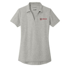 Load image into Gallery viewer, Ladies Embroidered Grace College Polo, Heather Gray
