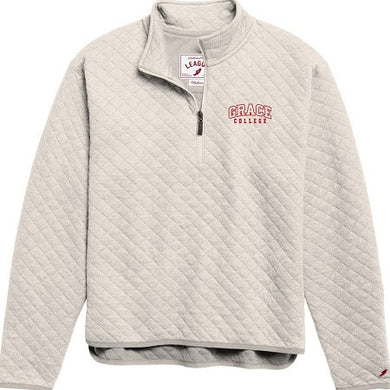 Grace College Embroidered Quilted Quarter Zip, Cream