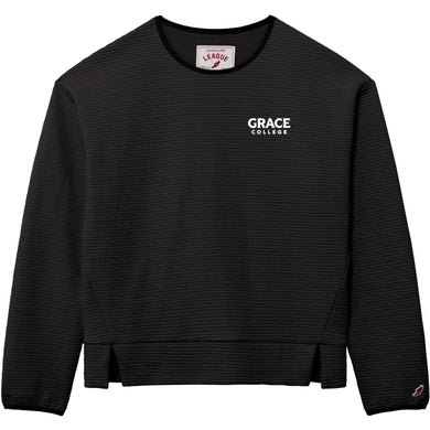 Ladies Grace College Ribbed Crewneck, Black