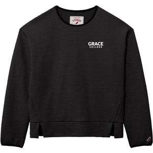 Ladies Grace College Ribbed Crewneck, Black