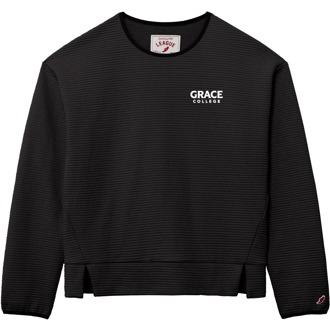 Ladies Grace College Ribbed Crewneck, Black