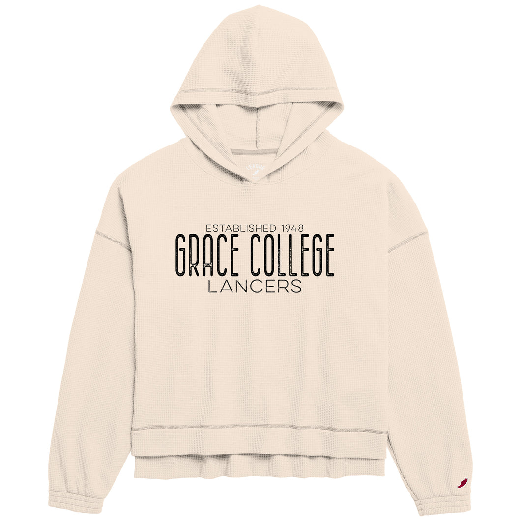 Ladies Grace College Lancers Est. 1948 Waffle Knit Hood, Cream