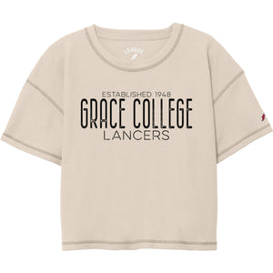 Ladies Grace College Lancers Est. 1948 Waffle Knit Midi Tee, Cream