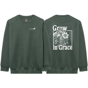 Grow in Grace Crewneck, Forest Green