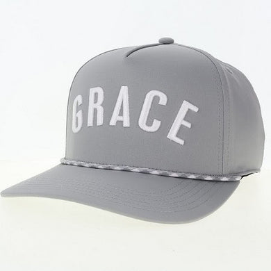 Grace Embroidered Caddy Rope Hat, Gray