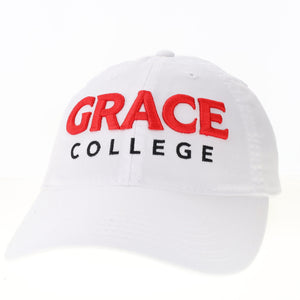 Embroidered Grace College Cap, White