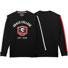 Load image into Gallery viewer, Grace College Est. 1948 Striped Crewneck, Black