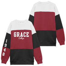 Load image into Gallery viewer, Grace College Color Block Crewneck Featuring 1948
