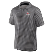 Load image into Gallery viewer, Grace College Nike Dri-Fit Tour Stripe Polo, Smoke Grey / Black