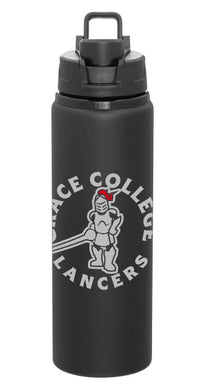 Sir Red, Grace College Lancers, 28 oz. Aluminum Water Bottle, Black