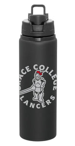 Sir Red, Grace College Lancers, 28 oz. Aluminum Water Bottle, Black