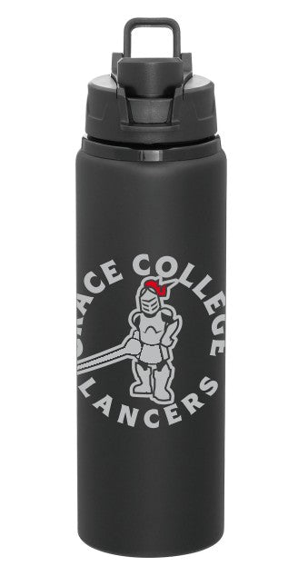Sir Red, Grace College Lancers, 28 oz. Aluminum Water Bottle, Black