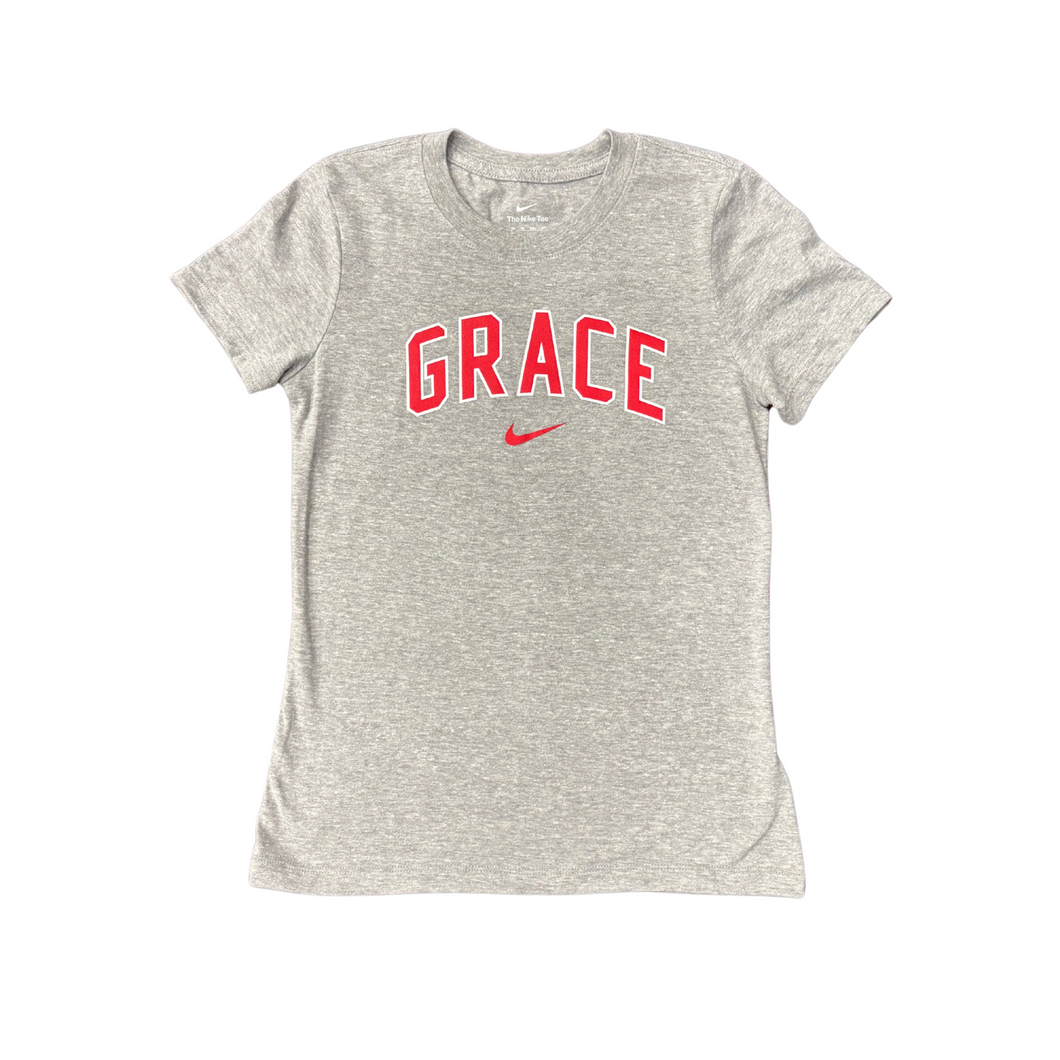 Women's Varsity Short Sleeve Tee by Nike, Dark Grey Heather (F22)