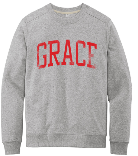 Vintage Grace Fleece Crewneck Sweatshirt, Light Heather Gray