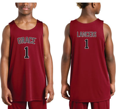 Youth Grace Lancers Basketball Jersey, Red
