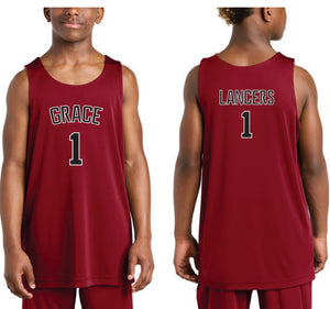 Youth Grace Lancers Basketball Jersey, Red