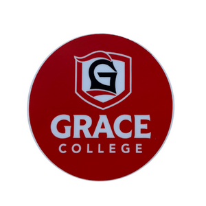 Grace College Circle Sticker, Red
