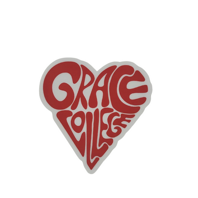 Grace College Heart Sticker, Red
