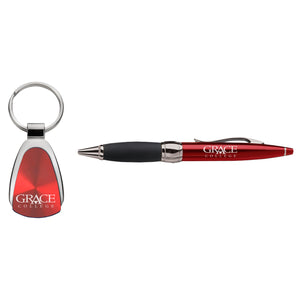 2 Piece Pen and Keychain Gift Set, Red (F22)