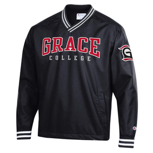 Champion V-Neck Scout Jacket With Striped Neck and Cuffs (CB1017), Black
